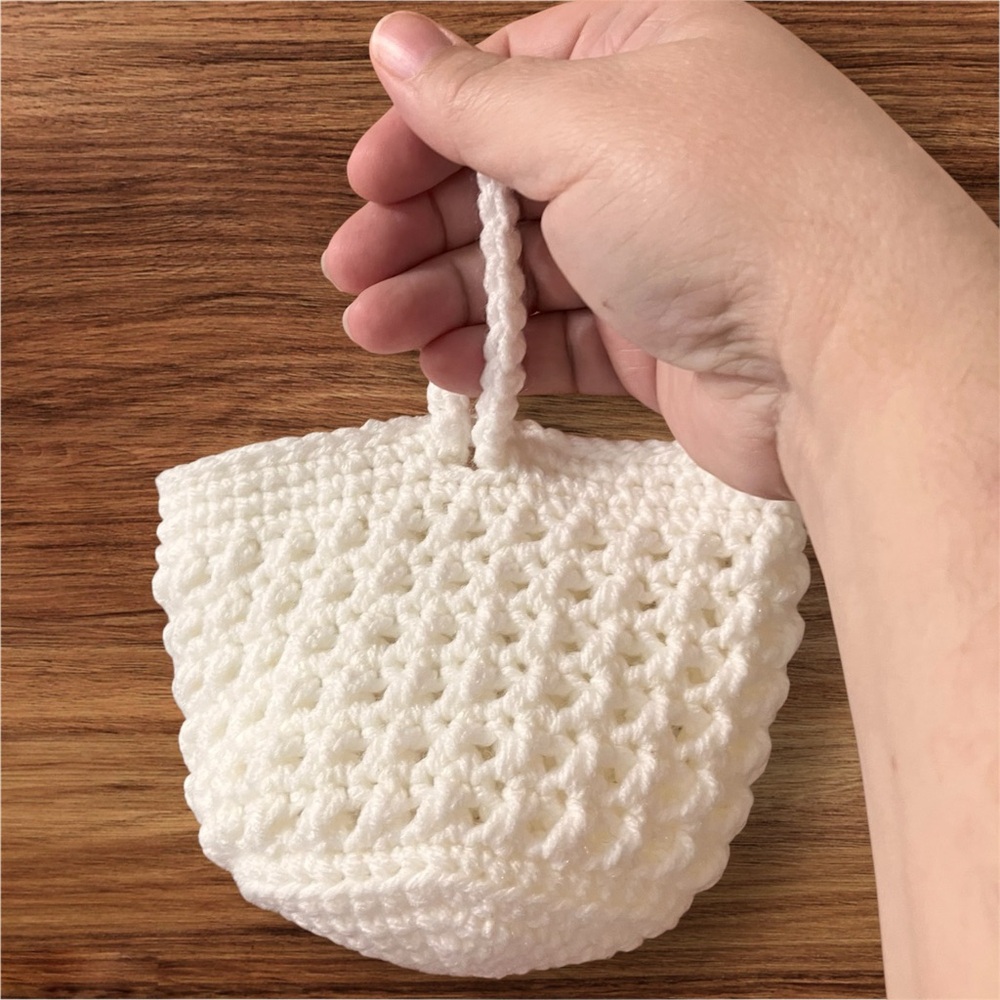 Crochet White Wristlet/Mini Bag